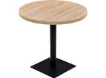 Syfax™ Tavolo Bistrot In Mdf E Acciaio Rotondo 80X75 Cm Colore Rovere