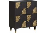 Syfax™ Credenza Con Porta Nero 60 X 33 X 75 Cm Legno Di Mango Massello