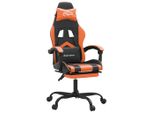 Syfax™ Sedia Da Gaming Girevole Poggiapiedi Nero Arancione Pelle Finta