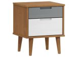 Syfax™ Comodino Marrone Molde 40X35X48 Cm In Legno Massello Di Pino