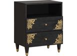 Syfax™ Armadio Da Notte Nero 50 X 33 X 62 Cm Legno Di Mango Massello