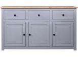 Syfax™ Credenza Grigia 135X40X80 Cm In Legno Massello Di Pino Panama