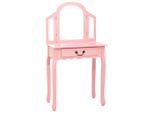 Syfax™ Tavolo Da Trucco Con Sgabello Rosa 65X36X128 Cm Paulownia E Mdf