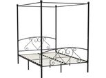 Syfax™ Giroletto Baldacchino Senza Materasso Nero 160X200 Cm Metallo