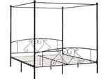 Syfax™ Giroletto Baldacchino Senza Materasso Nero 200X200 Cm Metallo