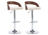 Syfax™ Sgabelli Da Bar 2 Pz Crema In Pelle Finta E Legno Curvato