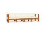 Syfax™ Divano Da Giardino 4 Posti Cuscini Bianco Crema Massello Acacia