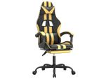Syfax™ Sedia Da Gaming Girevole Con Poggiapiedi Nero E Oro Pelle Finta