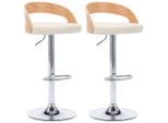 Syfax™ Sgabelli Da Bar 2 Pz Crema In Pelle Finta E Legno Curvato