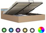 Syfax™ Giroletto Idraulico Con Led Cappuccino Pelle Finta 180X200Cm