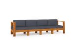 Syfax™ Divano Da Giardino 4 Posti Cuscini Grigio Scuro Legno Di Acacia