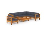 Syfax™ Set Divani Giardino 8 Posti Cuscini Grigi Scuro Massello Acacia