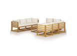 Syfax™ Set Divani Da Giardino 9 Pz Con Cuscini Crema Legno Di Acacia