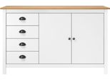Syfax™ Credenza Hill Bianca 130X40X80 Cm In Legno Massello Di Pino