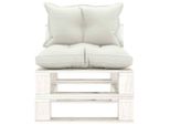 Syfax™ Poltrona Centrale Da Giardino Pallet Con Cuscini Beige In Legno