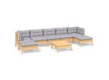 Syfax™ Set Divani Da Giardino 8 Pz Con Cuscini Grigi Massello Di Pino