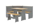 Syfax™ Set Da Pranzo 3Pz Reine Marrone Ambra E Grigio In Legno Di Pino