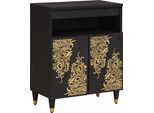 Syfax™ Credenza Con Porta Nero 60 X 33 X 75 Cm Legno Di Mango Massello