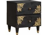 Syfax™ Armadio Da Notte Nero 40 X 33 X 46 Cm Legno Di Mango Massello
