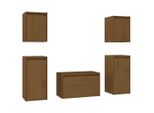 Syfax™ Mobili Porta Tv 5 Pz Ambra In Legno Massello Di Pino