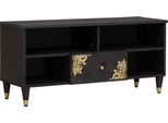 Syfax™ Mobile Tv Nero 100 X 33 X 46 Cm Legno Di Mango Massello