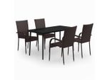 Syfax™ Set Da Pranzo Da Giardino 5 Pz Marrone E Nero