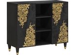 Syfax™ Credenza Con Porta Nero 90 X 33 X 75 Cm Legno Di Mango Massello