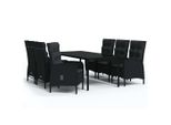 Syfax™ Set Da Pranzo Da Giardino 7 Pz Con Cuscini Nero