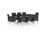 Syfax™ Set Da Pranzo Da Giardino 9 Pz Con Cuscini Nero