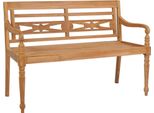 Syfax™ Panca Batavia Con Cuscino Blu 120 Cm In Massello Di Teak