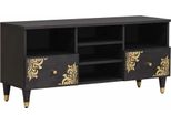 Syfax™ Mobile Tv Nero 100 X 33 X 46 Cm Legno Di Mango Massello
