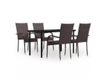 Syfax™ Set Da Pranzo Per Giardino 5 Pz Con Cuscini Marrone E Nero