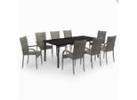 Syfax™ Set Da Pranzo Per Giardino 9 Pz Con Cuscini Grigio E Nero