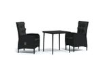 Syfax™ Set Da Pranzo Da Giardino 3 Pz Con Cuscini Nero