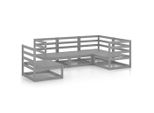 Syfax™ Set Divani Da Giardino 5 Pz Grigio In Legno Massello Di Pino