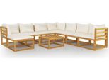 Syfax™ Set Divani Da Giardino 9 Pz Con Cuscini Crema In Legno Acacia
