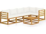 Syfax™ Set Divani Da Giardino 6 Pz Con Cuscini Crema Massello Acacia