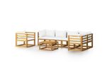 Syfax™ Set Divani Da Giardino 7 Pz Con Cuscini Crema Massello Acacia