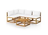 Syfax™ Set Divani Da Giardino 5 Pz Con Cuscini Crema Massello Acacia