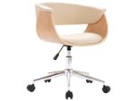 Syfax™ Sedia Da Ufficio Girevole Crema In Legno Piegato E Pelle Finta