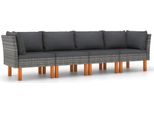 Syfax™ Divano Da Giardino A 4 Posti Con Cuscini Grigio In Polyrattan