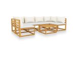 Syfax™ Set Divani Da Giardino 7 Pz Con Cuscini Crema Massello Acacia