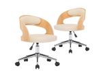 Syfax™ Sedie Da Pranzo Girevoli 2 Pz Crema In Legno Curvo E Pelle Finta