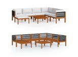 Syfax™ Set Da Giardino 8 Pezzi Con Cuscini In Legno Crema, Acacia E Corda