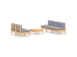 Syfax™ Set Divani Da Giardino 6 Pz Con Cuscini Grigi Massello Di Pino