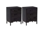 Syfax™ Comodini 2 Pz Neri 40X30X55 Cm In Legno Massello Di Pino