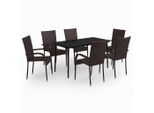 Syfax™ Set Da Pranzo Da Giardino 7 Pz Marrone E Nero