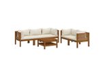 Syfax™ Set Divani Da Giardino 6 Pz Con Cuscini Crema In Legno Acacia