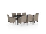Syfax™ Set Da Pranzo Da Giardino Con Cuscini 9 Pz In Beige E Nero