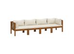 Syfax™ Divano Da Giardino A 4 Posti Con Cuscino Crema Massello Acacia